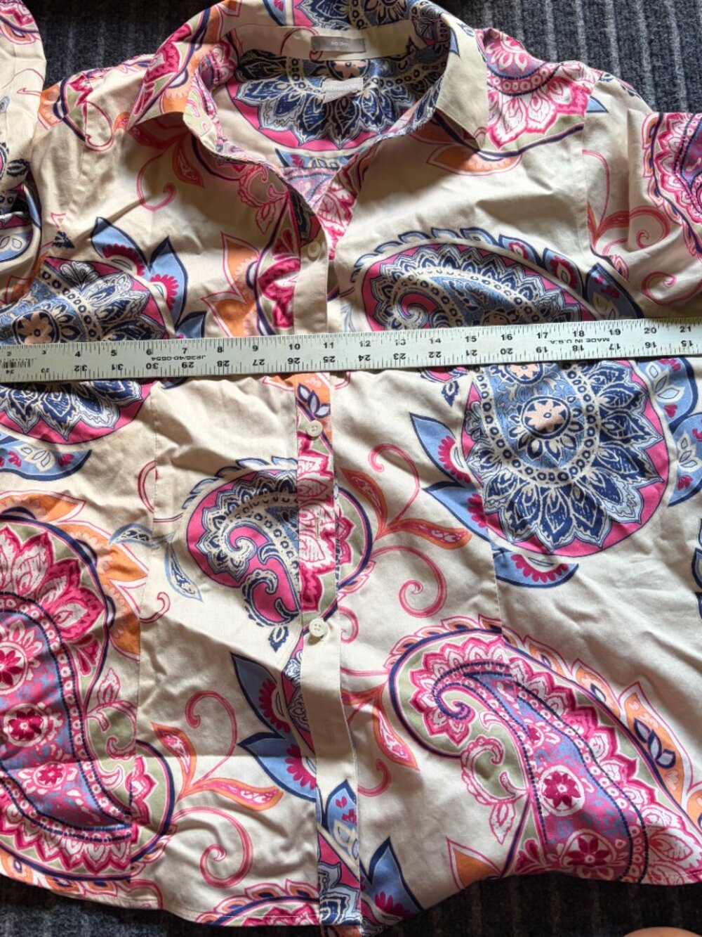Chico's No-Iron Paisley Sateen Button-Up Shirt Size 12-14 Chico's size 2 - Picture 8 of 8